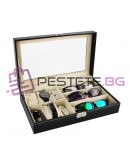 Органайзер за часовници и очила черен